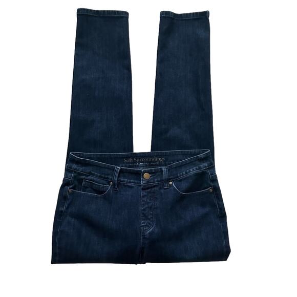 Soft Surroundings Dark Wash Soft Stretch Pull On Skinny Denim Jeans Size XS - Picture 10 of 11